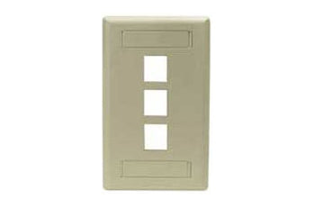 Hubbell IFP13EI 3 port keystone wall mount faceplate electric ivory