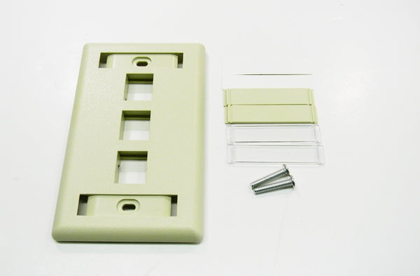 Hubbell IFP13EI 3 port keystone wall mount faceplate electric ivory