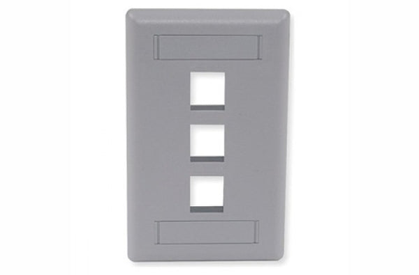 Hubbell IFP13GY 3 port keystone wall mount faceplate grey