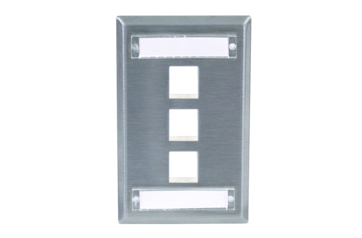 Hubbell SSFL13 3 port keystone wall mount faceplate stainless steel