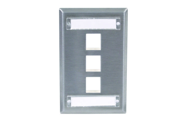 Hubbell SSFL13 3 port keystone wall mount faceplate stainless steel