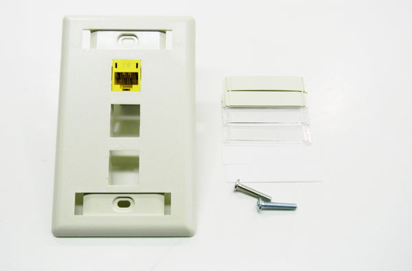 Hubbell IFP13OW 3 port keystone wall mount faceplate office white