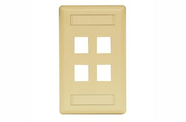 Hubbell IFP14EI 4 port keystone wall mount faceplate electric ivory