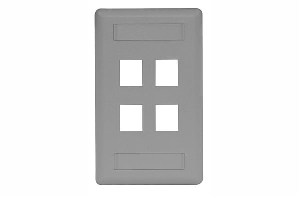 Hubbell IFP14GY 4 port keystone wall mount faceplate grey