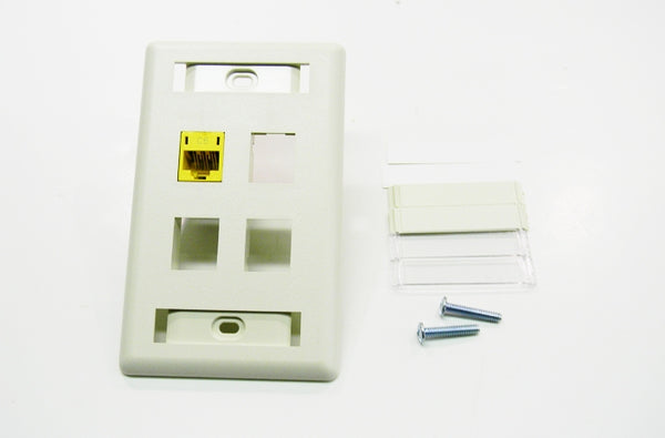 Hubbell IFP14OW 4 port keystone wall mount faceplate office white