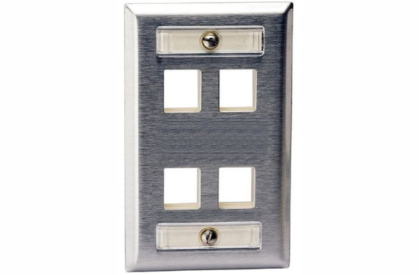 Hubbell SSFL14 4 port keystone wall mount faceplate stainless steel