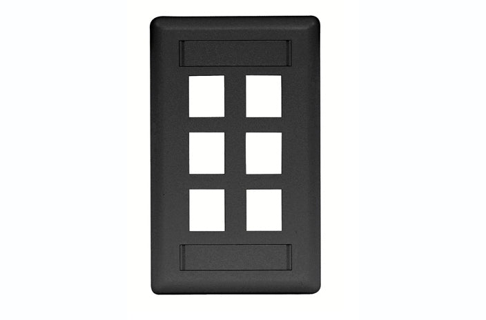 Hubbell IFP16BK 6 port keystone wall mount faceplate black