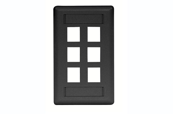 Hubbell IFP16BK 6 port keystone wall mount faceplate black