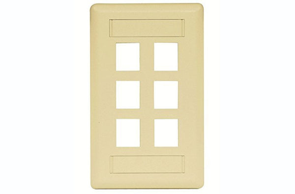 Hubbell IFP16EI 6 port keystone wall mount faceplate electric ivory