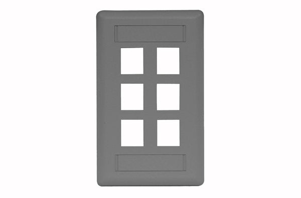 Hubbell IFP16GY 6 port keystone wall mount faceplate grey