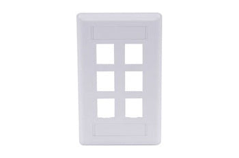 Hubbell IFP16W 6 port keystone wall mount faceplate white