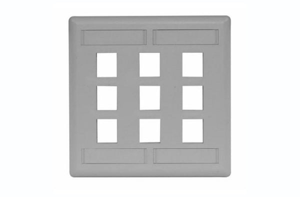 Hubbell IFP29GY 9 port keystone wall mount faceplate grey