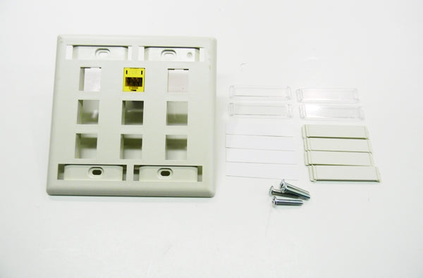 Hubbell IFP29OW 9 port keystone wall mount faceplate office white