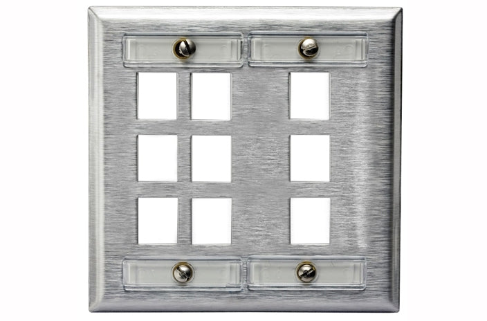 Hubbell SSFL29 9 port keystone wall mount faceplate stainless steel