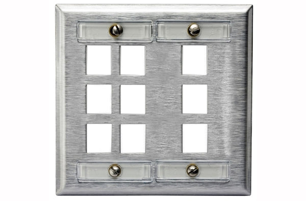 Hubbell SSFL29 9 port keystone wall mount faceplate stainless steel