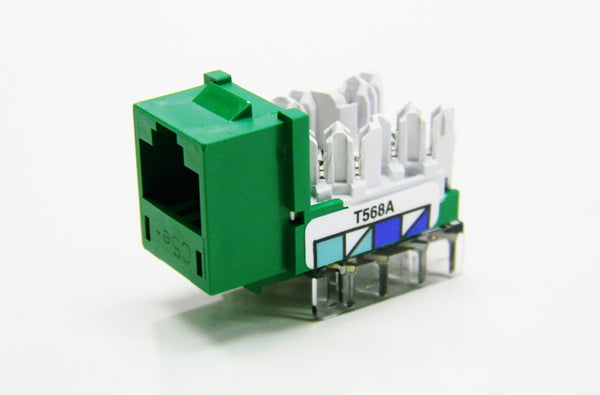 Hubbell HXJ5EGN25 RJ45 Ethernet Cat5e green keystone jack 25 pack