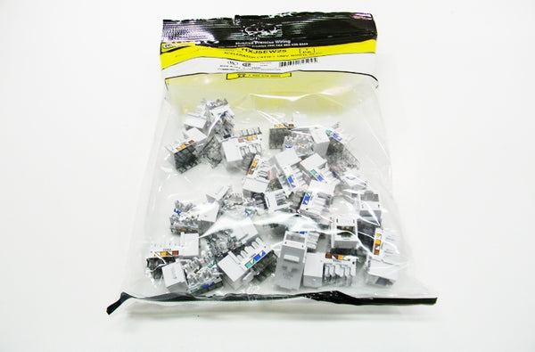Hubbell HXJ5EW25 RJ45 Ethernet Cat5e white keystone jack 25 pack