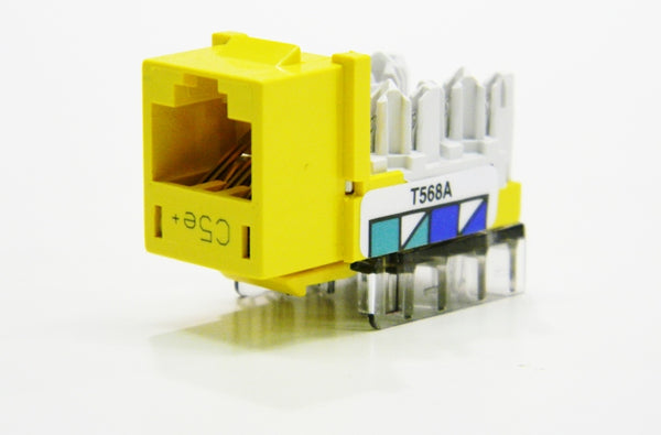 Hubbell HXJ5EY25 RJ45 Ethernet Cat5e yellow keystone jack 25 pack