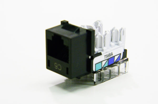 Hubbell HXJ6BK RJ45 Ethernet Cat6 black keystone jack