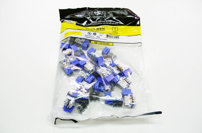 Hubbell HXJ6B25 RJ45 Ethernet Cat6 blue keystone jack 25 pack