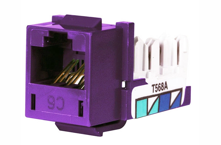 Hubbell HXJ6P25 RJ45 Ethernet Cat6 purple keystone jack 25 pack
