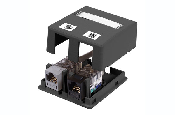 Hubbell ISB2BK 2 port keystone surface mount box black