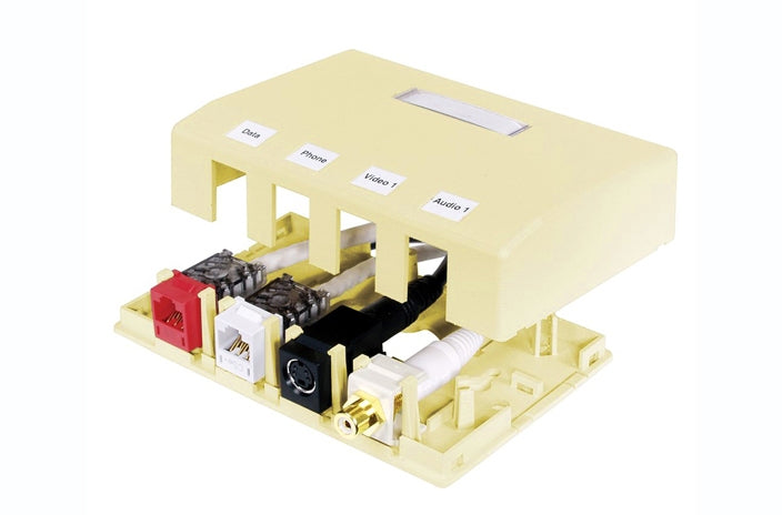 Hubbell ISB4EI 4 port keystone surface mount box electric ivory