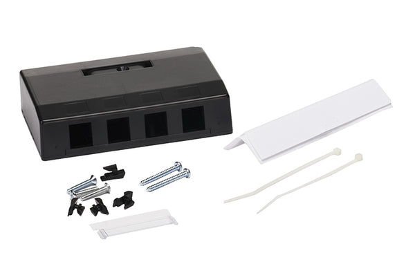 Hubbell ISB4BK 4 port keystone surface mount box black