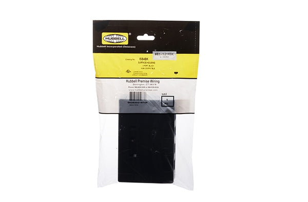 Hubbell ISB4BK 4 port keystone surface mount box black