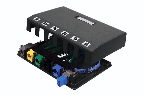 Hubbell ISB6BK 6 port keystone surface mount box black