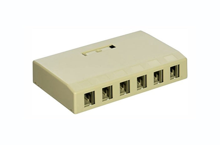 Hubbell ISB6EI 6 port keystone surface mount box electric ivory
