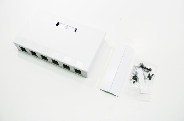 Hubbell ISB6W 6 port keystone surface mount box white