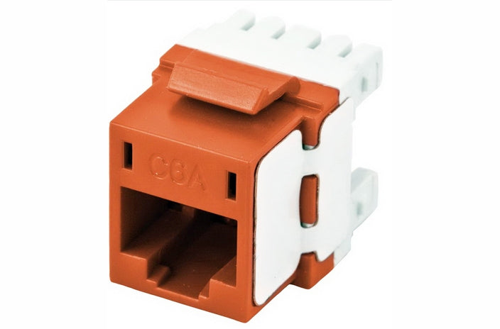Hubbell HJ6AOR25 RJ45 Ethernet Cat6A orange keystone jack 25 pack