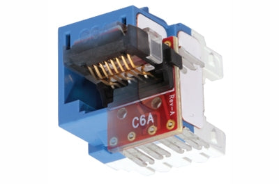 Hubbell HJ6AB RJ45 Ethernet Cat6A blue keystone jack