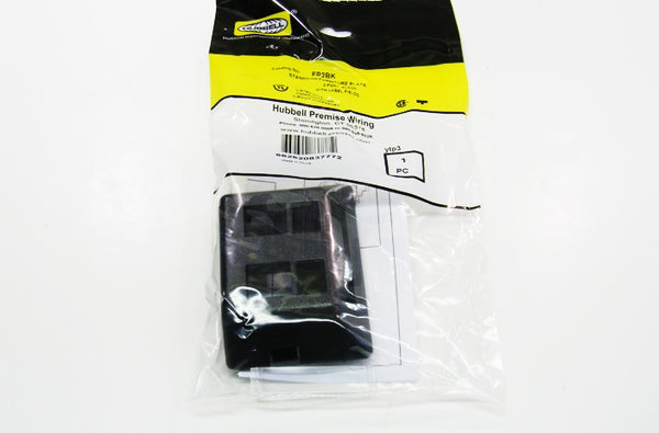 Hubbell FP2BK 2 port keystone furniture mount faceplate black