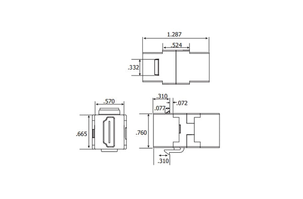 Hubbell SFHC14BK iSTATION HDMI keystone F/F coupler