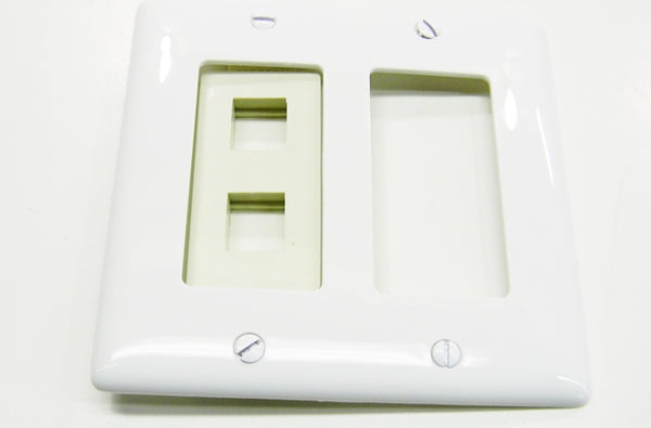 Hubbell NP262W dual gang decorator cover plate white