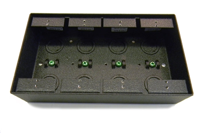 Hubbell HBLFSCS4 surface mounted 4 gang floor box black