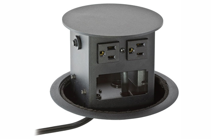 WSBH42U Hubbell pop up style pre-wired black work surface box.