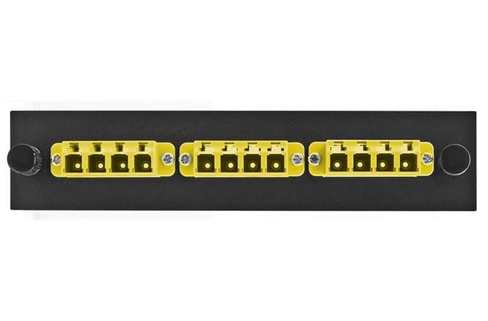 Hubbell FSPLCQS3Y fiber optic LC 12 port adapter panel