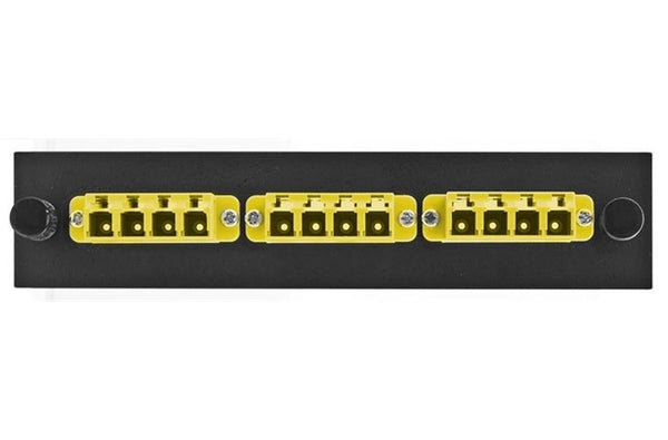Hubbell FSPLCQS3Y fiber optic LC 12 port adapter panel