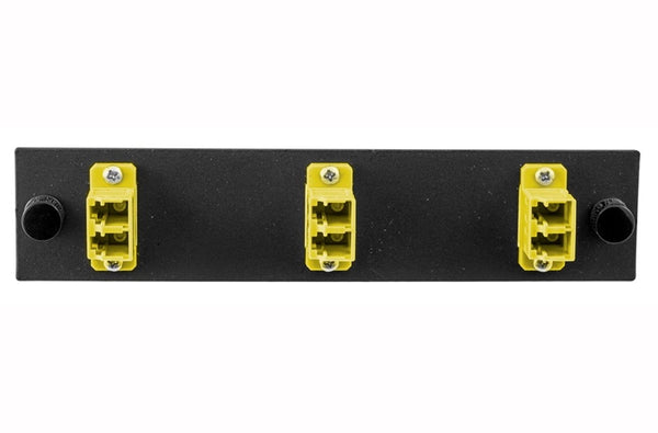Hubbell FSPLCDS3Y fiber optic LC 6 port adapter panel