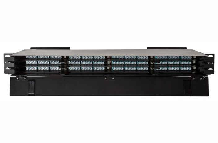 Hubbell FCRHD1UBK 1U 12 slot high density fiber optic rack mount panel