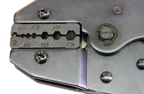 Optronics fiber optic crimp tool for 2mm and 3mm connectors.