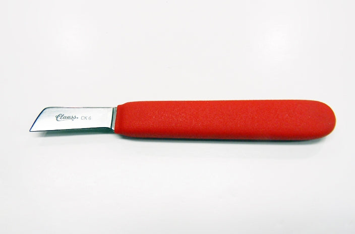 Clauss/Ripley splicers knife with red cushioned handle.