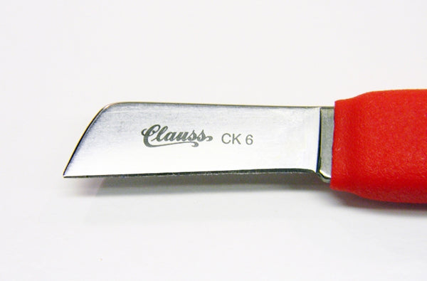 Clauss/Ripley splicers knife with red cushioned handle.