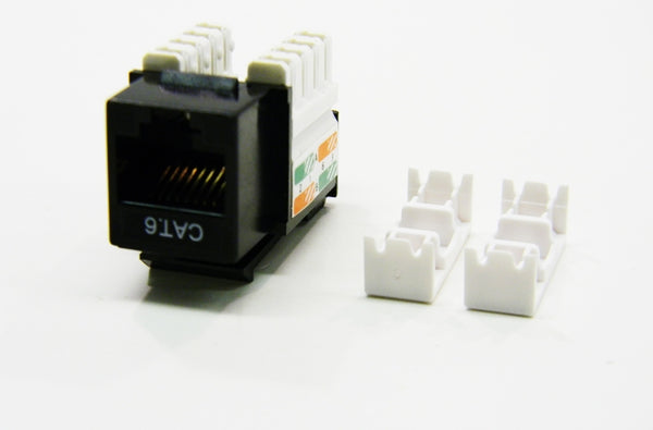 Datcom Realm RJ45 Ethernet Cat6 black keystone jack