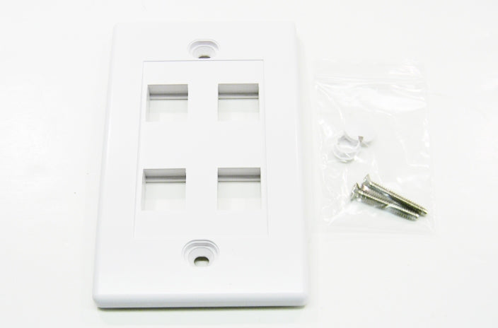Datcom Realm 4 port keystone wall mount faceplate white
