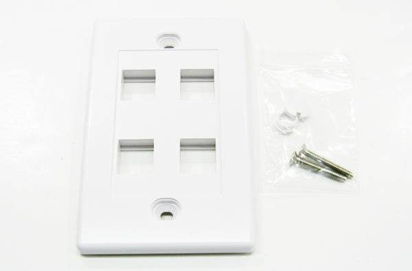 Datcom Realm 4 port keystone wall mount faceplate white