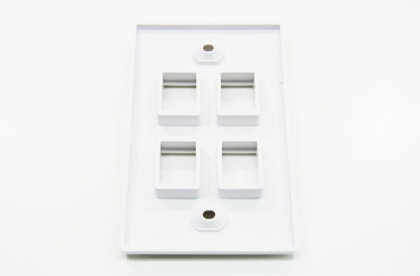 Datcom Realm 4 port keystone wall mount faceplate white